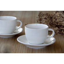 Haonai popular white ceramic coffee cup and saucer set